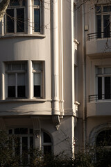 Facade of the neoclassical building in Istanbul.