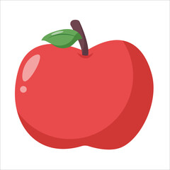 red apple with leaf vector illustration