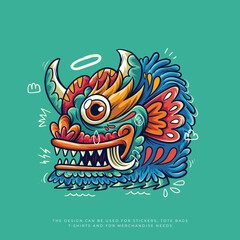 colorful abstract cute monster vector illustration design