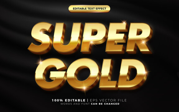 3d Super Gold sparkle text style effect template editable text effect
