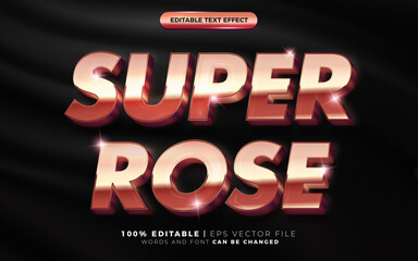 3d Super Metal Rose Gold sparkle text style effect template editable text effect
