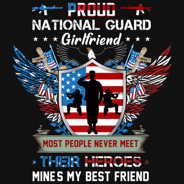Proud national guard girlfriend veterans day tshirt design