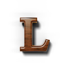 3D dark wood uppercase letter of alphabet isolated on transparent background