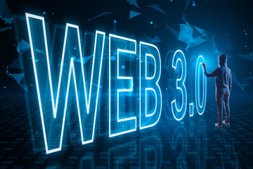Web 3.0 is a new generation of the Internet, using blockchain and artificial intelligence - Ai, modern internet technologies IoT. Web 3.0 - blockchain system, simple code, cryptocurrency.