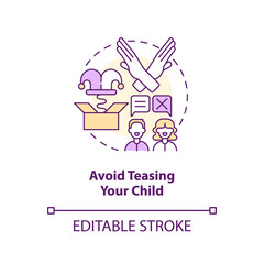 Avoid teasing your child concept icon. Promoting self esteem in teens abstract idea thin line illustration. Isolated outline drawing. Editable stroke. Arial, Myriad Pro-Bold fonts used