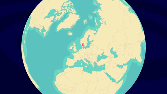Zooming To Kolding Location On Stylish World Globe