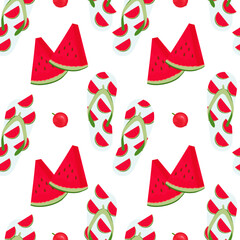 Seamless summer background. Slates, watermelon. Wallpaper. Vector.