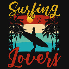 Surfing lovers tshirt design