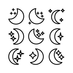 Obraz premium moon and stars icon or logo isolated sign symbol vector illustration - high quality black style vector icons