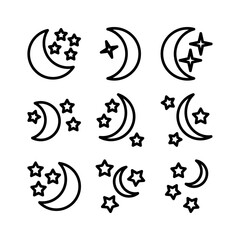 moon and stars icon or logo isolated sign symbol vector illustration - high quality black style vector icons