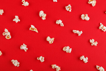 popcorn macro on a red background