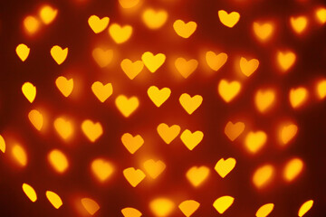 beautiful hearts made of lights on a blurred background