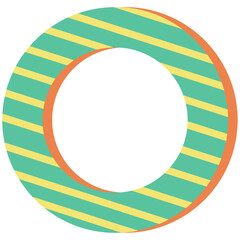 3D Retro Striped Circle Ring Shape
