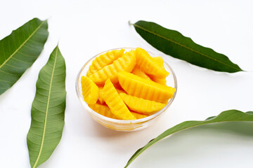 Sweet yellow mango fruit slices