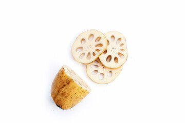 Lotus root on white background