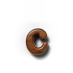 3D dark wood lowercase letter of alphabet isolated on transparent background