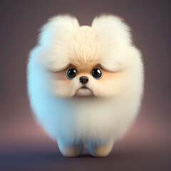 Obraz premium Fluffy cute caricature puppy dog, generative ai 