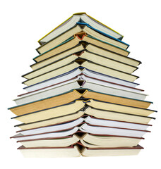 Pile of open books isolated. Education and study concept. png transparent.