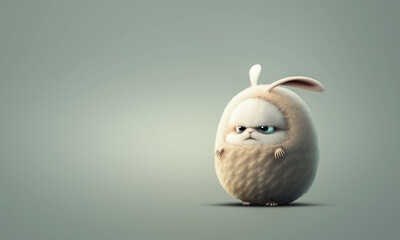 Cute cartoon easter bunny in an egg costume (partly created with generative AI)