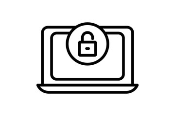 open system icon illustration. Laptop icon with padlock. icon related to security. Line icon style. Simple vector design editable