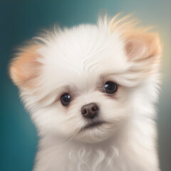 Fluffy cute caricature puppy dog, generative ai 