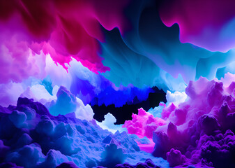 Fototapeta na wymiar Abstract background with colorful fluid fog and foam waves. Generative Ai