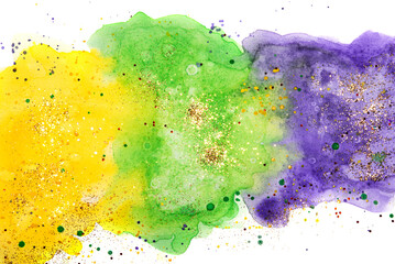 Watercolor background for Mardi Gras party. Celebration greeting card. © Anna