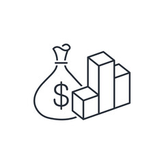 Financial market. Vector linear icon isolated on white background