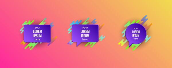 Set of colorful templates with abstract gradient shapes. Neon color lines and cards in a modern trendy design style