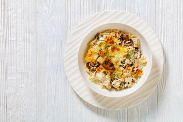 tasty Chicken Mushroom Rice Casserole, top view