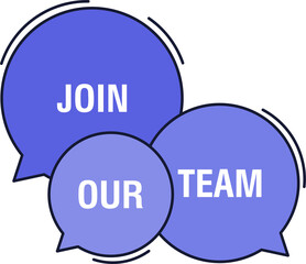 Join our team banner on speech bubble. Hiring recruitment design poster. Open vacancy. Flat illustration