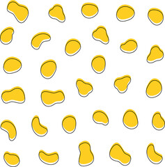 Random shapes. Yellow blobs, round abstract organic shape collection. Pebble, drops and stone silhouettes. Blotch, inkblot texture vector set. Rounded spot or speck of irregular form. Illustration