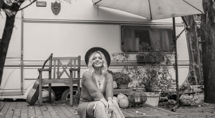 Casual Boho collection of women's clothes. Plus size European blonde woman stylish dress. Concept of sizes, happy nice natural beautiful woman