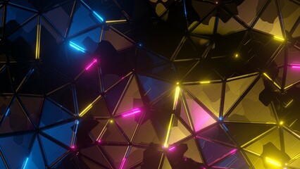 Abstract low-poly triangular polygonal mosaic render background for prints, web and presentations