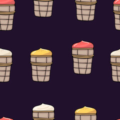 Space ice cream seamless pattern. Sweet vector illustration for print on packaging, fabric, textile, wallpaper.