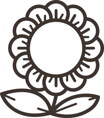Doodle ornate flower emblem with vine. Logo for beauty studio, children books, kid and game design