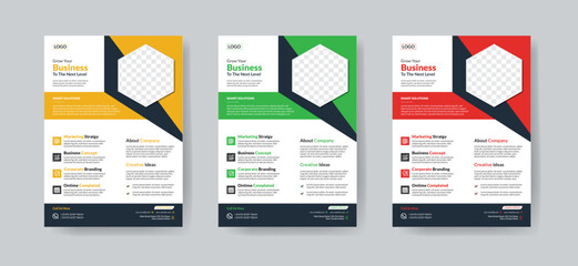 flyer corporate marketing company modern simple unique trendy latest brochure magazine leaflet abstract flyer bundle design template