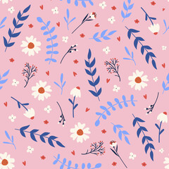 Seamless pattern with flowers. Vector illustrations