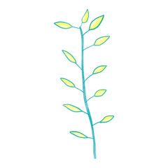 Greenery blue botanical leaf in Watercolour