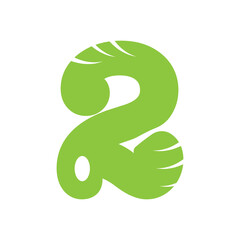 two or 2 green leaf logo icon simple.