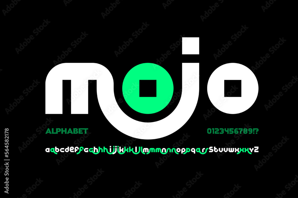 Wall mural linked letters font design, alphabet and numbers vector illustration