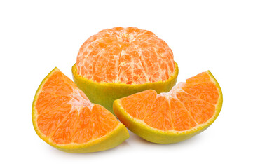 Slices of tangerine orange isolated on white background.