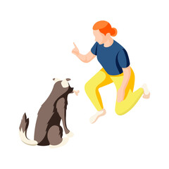 Dog Training Isometric Composition