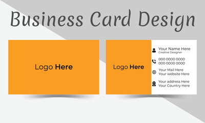 Creative and Clean Business card design .Modern Business card design .Two sided modern business card template .Orange and White color theme. Horizontal orientation. Vector illustration print template.