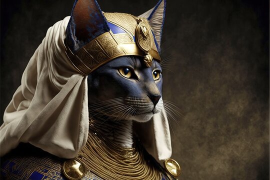 cat as egyptian pharaoh illustration generative ai