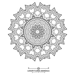 Luxury floral mandala, decorative mandala design ideal for coloring book