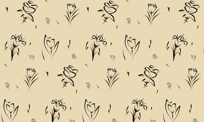 seamless pattern with hand drawn flowers