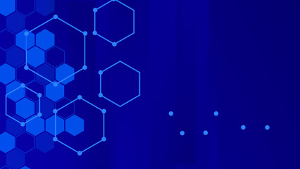 Obraz na płótnie Canvas Abstract blue hexagonal background with connecting dots and lines. Network or connection concept. Abstract technology science background.