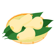 野菜イラスト　かごに盛った、複数のバターナッツかぼちゃ.