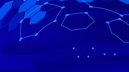Abstract blue hexagonal background with connecting dots and lines. Network or connection concept. Abstract technology science background.